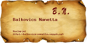 Balkovics Nanetta névjegykártya